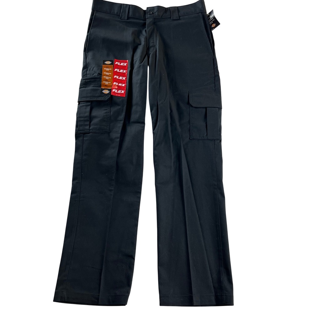 Dickies Mens Black Regular Fit Straight Leg Cargo Work Pants 34x32 WP595BK NWT